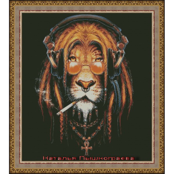 Бесплатная схема вышивки крестом «Лев и львица»